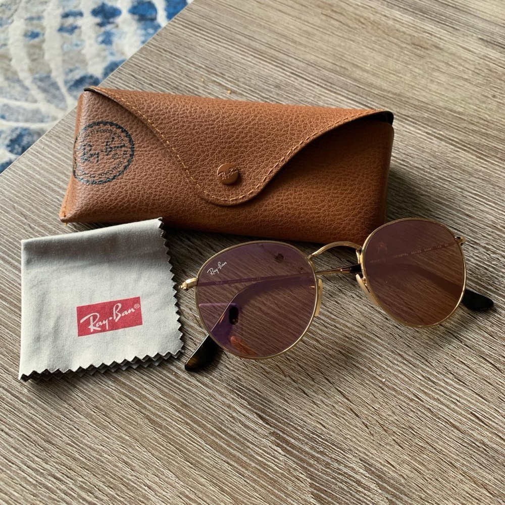Ray-Ban Gold and Brown Sunglasses